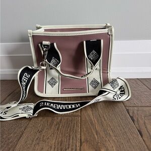 Steve Madden Stylish Blush Pink Structured Crossbody Tote with Contrast Trim